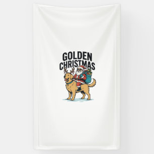 Golden Christmas Santa Riding Retriever Shirt Desi Banner