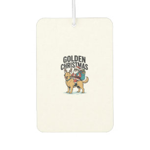 Golden Christmas Santa Riding Retriever Shirt Desi Car Air Freshener