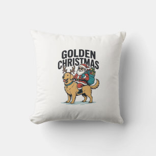 Golden Christmas Santa Riding Retriever Shirt Desi Cushion