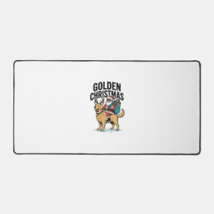 Golden Christmas Santa Riding Retriever Shirt Desi Desk Mat