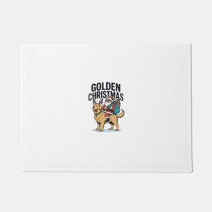 Golden Christmas Santa Riding Retriever Shirt Desi Doormat