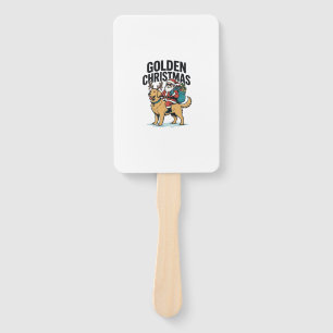 Golden Christmas Santa Riding Retriever Shirt Desi Hand Fan