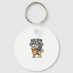 Golden Christmas Santa Riding Retriever Shirt Desi Key Ring