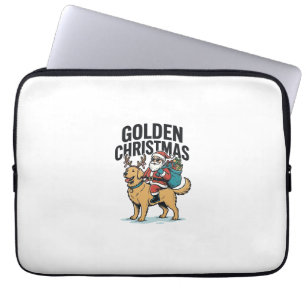 Golden Christmas Santa Riding Retriever Shirt Desi Laptop Sleeve