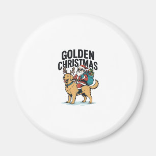 Golden Christmas Santa Riding Retriever Shirt Desi Magnet