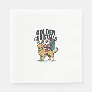 Golden Christmas Santa Riding Retriever Shirt Desi Napkin