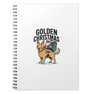 Golden Christmas Santa Riding Retriever Shirt Desi Notebook