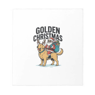 Golden Christmas Santa Riding Retriever Shirt Desi Notepad