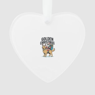 Golden Christmas Santa Riding Retriever Shirt Desi Ornament