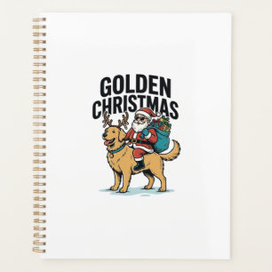 Golden Christmas Santa Riding Retriever Shirt Desi Planner