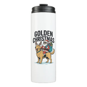 Golden Christmas Santa Riding Retriever Shirt Desi Thermal Tumbler