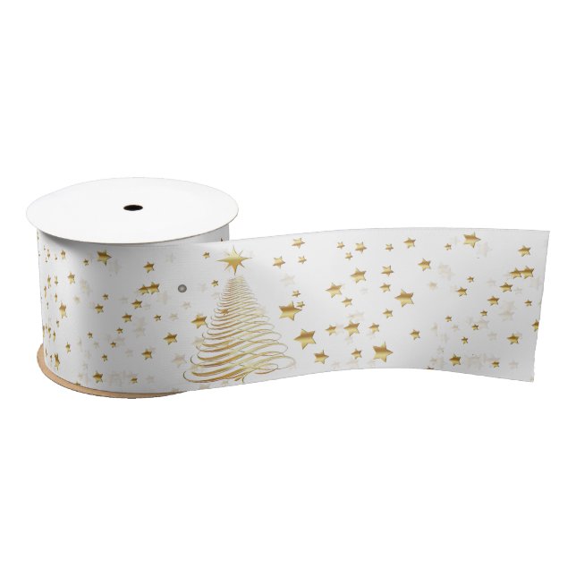 Golden Christmas Satin Ribbon (Spool)