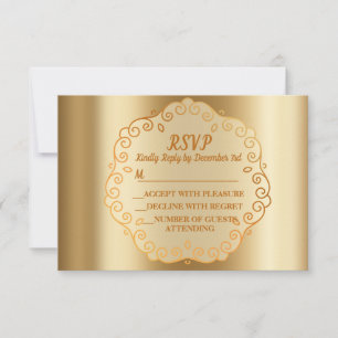 Golden Christmas Shiny Holidays RSVP Card