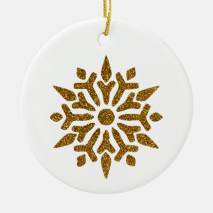 Golden Christmas Snowflake Star Ceramic Tree Decoration