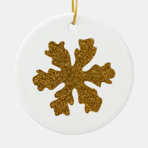 Golden Christmas Snowflake Star Ceramic Tree Decoration