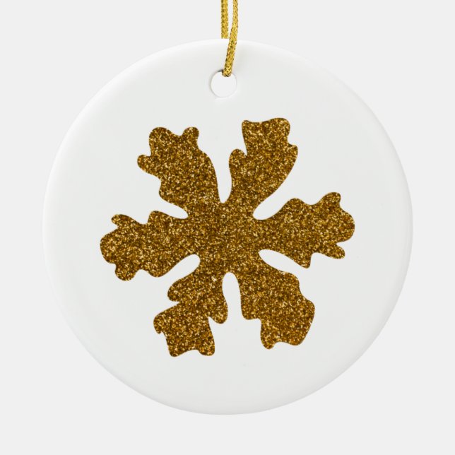Golden Christmas Snowflake Star Ceramic Tree Decoration (Front)