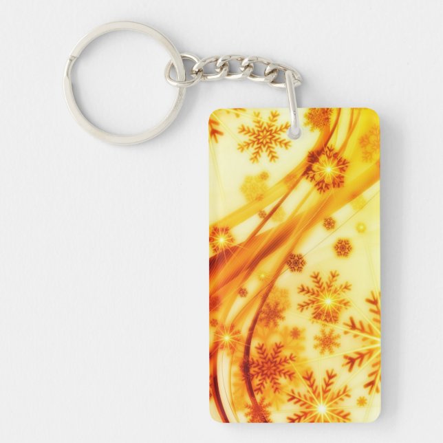 Golden Christmas Snowflakes Key Ring (Front)