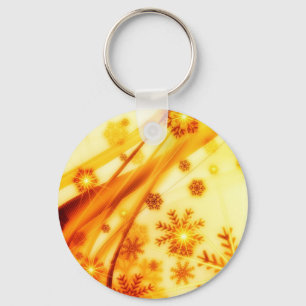 Golden Christmas Snowflakes Key Ring