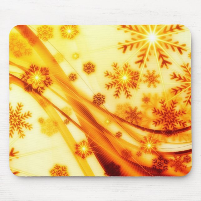 Golden Christmas Snowflakes Mouse Mat (Front)