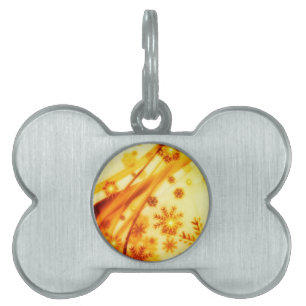 Golden Christmas Snowflakes Pet ID Tag