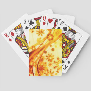 Golden Christmas Snowflakes Playing Cards
