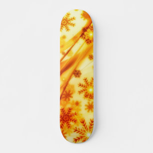 Golden Christmas Snowflakes Skateboard
