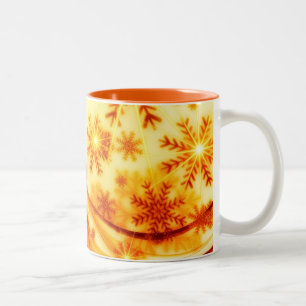 Golden Christmas Snowflakes Two-Tone Coffee Mug