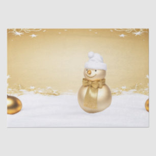 Golden Christmas Snowman Holiday Tissue Paper