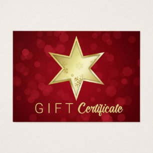Golden Christmas Star Red Bokeh Gift Card