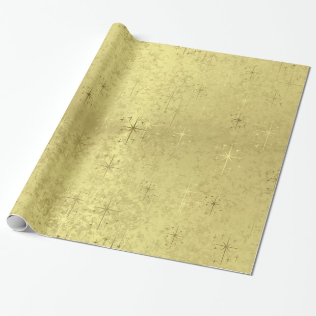 Golden Christmas Stars on Foil Paper (Unrolled)