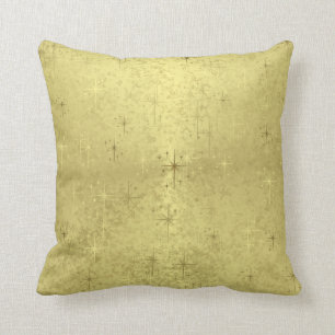 Golden Christmas Stars on Foil Paper Cushion