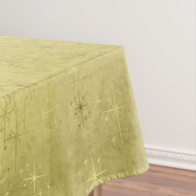 Golden Christmas Stars on Gold Texture BG Tablecloth (In Situ)
