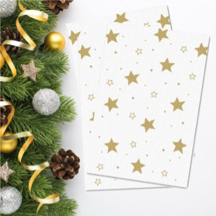 Golden Christmas Stars Wrapping Tissue Paper 