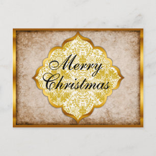 Golden Christmas Traditional Holiday Postcard
