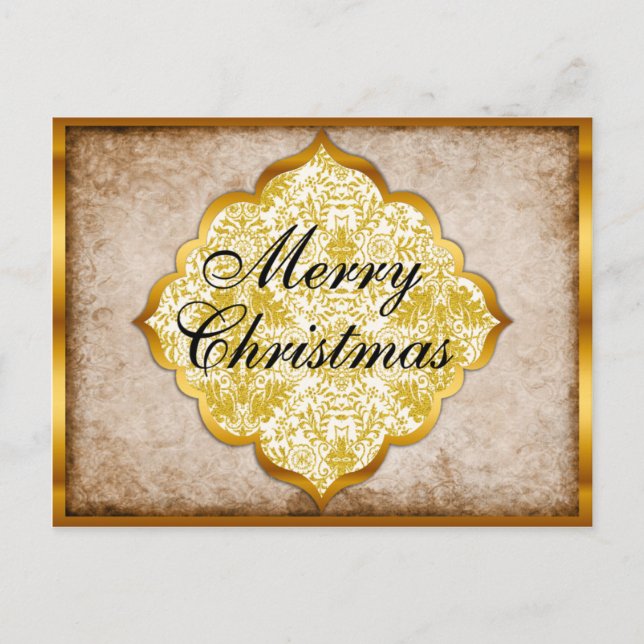 Golden Christmas Traditional Holiday Postcard (Front)