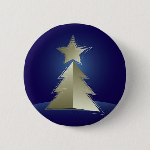 Golden Christmas tree 6 Cm Round Badge