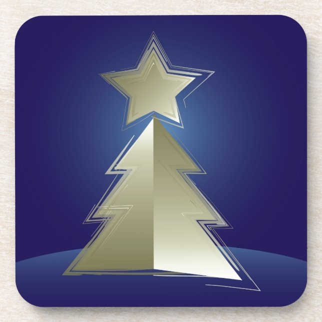 Golden Christmas tree Coaster (Front)