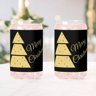 Golden Christmas Tree Drinkware Set Can Glass