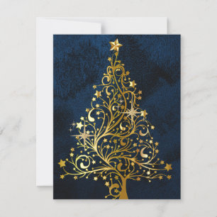Golden Christmas Tree Holiday Card