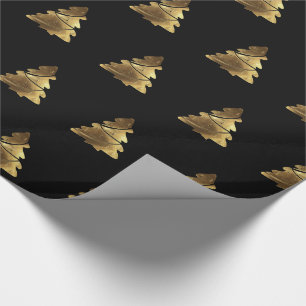 Golden Christmas Tree Pattern with Candles Elegant Wrapping Paper