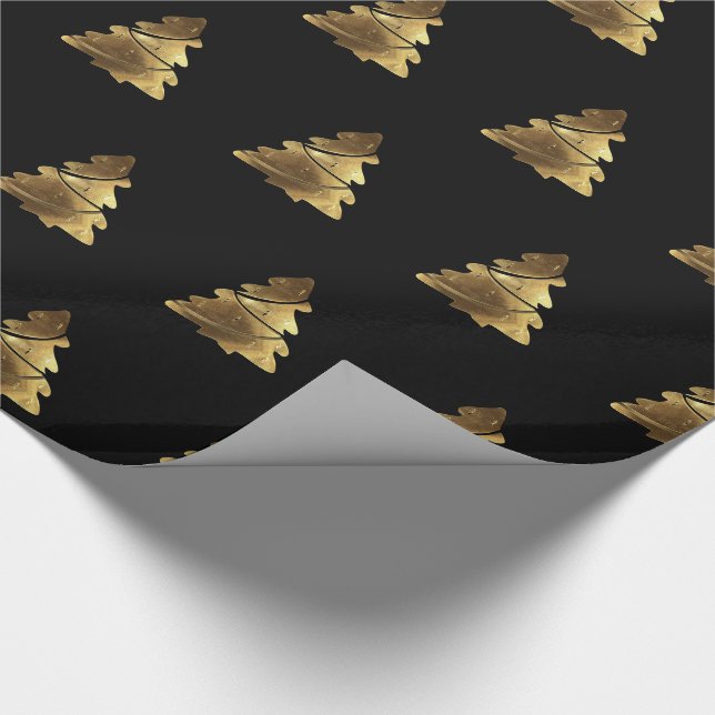 Golden Christmas Tree Pattern with Candles Elegant Wrapping Paper (Corner)