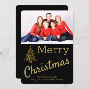 Golden Christmas Tree Photo Card