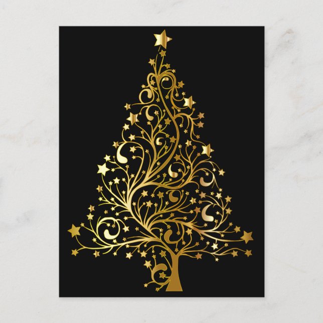 golden christmas tree postcard (Front)