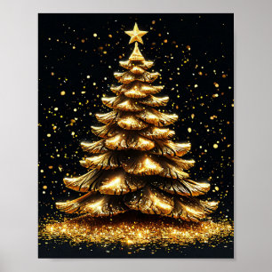 Golden Christmas tree Poster