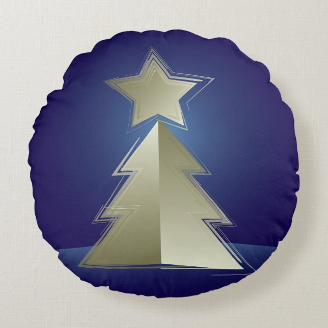 Golden Christmas tree Round Cushion (Front)