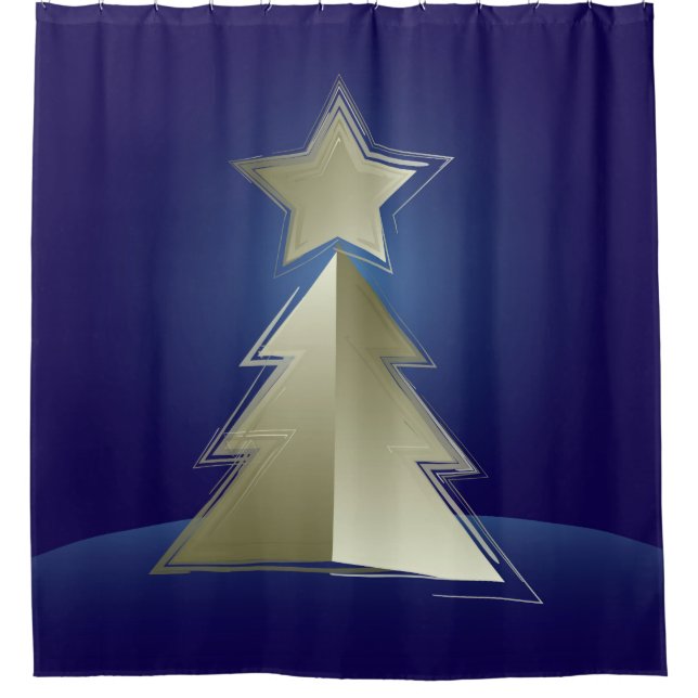 Golden Christmas tree Shower Curtain (Front)