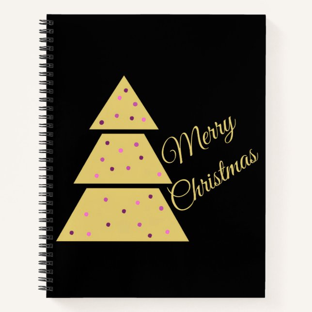 Golden Christmas Tree Spiral Notebook (Front)