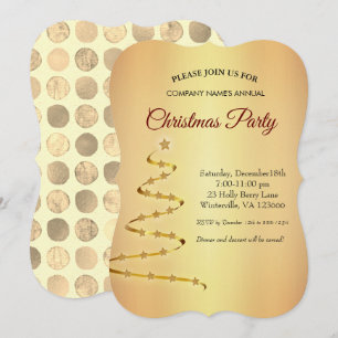 Golden Christmas tree star Invitation