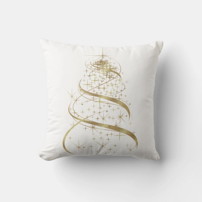 Golden Christmas tree throw pillow (Front)