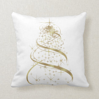Golden Christmas tree throw pillow